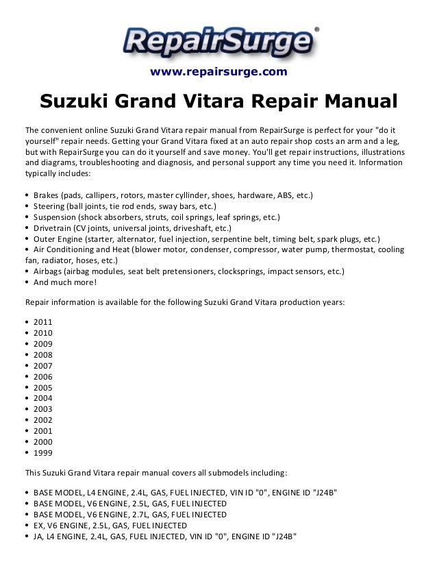 Инструкция скачать suzuki grand vitara